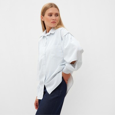 Рубашка женская в полоску MINAKU: Casual Collection, размер 48, белая
