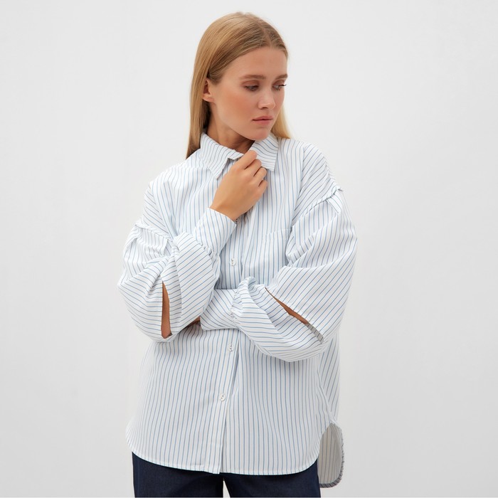 Блузка женская в полоску MINAKU: Casual collection цвет белый, р-р 50