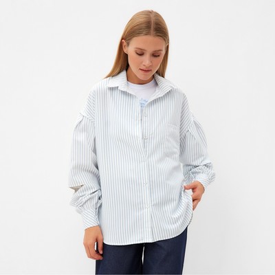 Рубашка женская в полоску MINAKU: Casual Collection, размер 54, белая