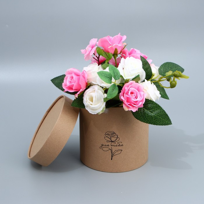 Коробка подарочная шляпная из крафта, упаковка, «Роза», 15 х 15 см - Фото 1