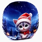 Новогодняя подушка круглая «Котёнок в шапке», на новый год - Фото 3