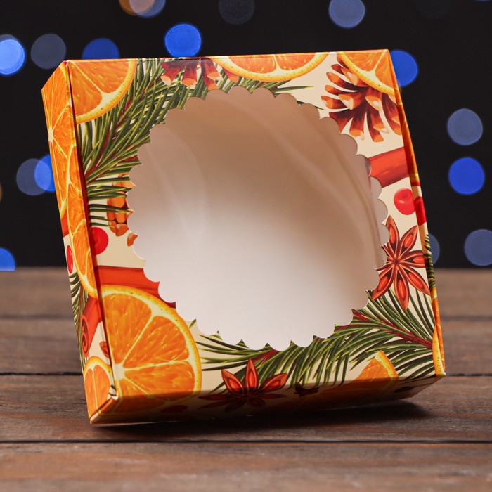 Коробка "Апельсиновая вечеринка" 11,5 х 11,5 х 3,2 см - Фото 1