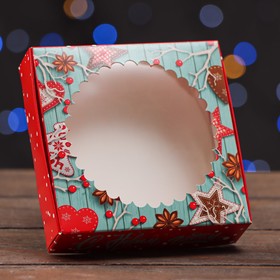 Коробка "Новогодние чудеса" 11,5 х 11,5 х 3,2 см