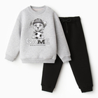 Комплект для мальчика (толстовка, брюки), НАЧЁС, цвет черный/серый меланж, рост 80 - фото 21035963