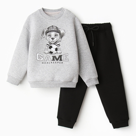 Комплект для мальчика (джемпер, брюки), НАЧЁС, цвет черный/серый меланж, рост 86