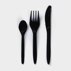 Набор одноразовых столовых приборов Доляна «Премиум», 3 в 1, вилка, ложка, нож, цвет чёрный - фото 11487355