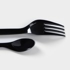 Набор пластиковых одноразовых столовых приборов Доляна «Премиум», 3 в 1, вилка, ложка, нож, цвет чёрный - Фото 3