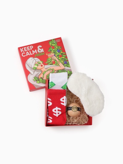 Новогодний подарочный набор KAFTAN «Relax» носки размер 36-39 (23-25 см), бомбочка для ванн