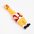 Игрушка пищащая "Новогодняя курица" для собак, 28 см, жёлтая - фото 22984648