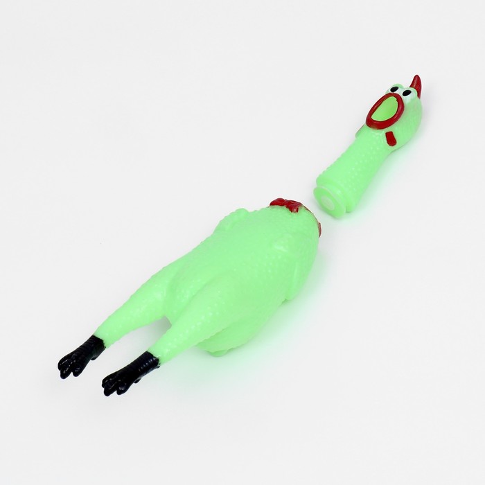 Игрушка пищащая "Курица светящаяся" для собак, 28 см, зелёная