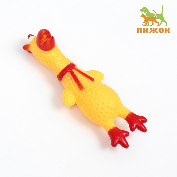 Игрушка пищащая "Петух" для собак, 16 см, желтая - Фото 1