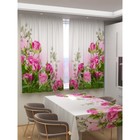 Фотошторы для кухни «Букет алых роз», размер 150x180 см, габардин - фото 291782055