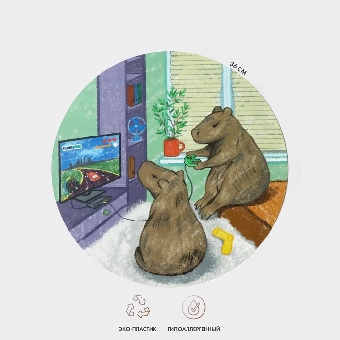 Салфетка сервировочная кухонная Доляна «Капибары геймеры», d=36 см, настольное покрытие - Фото 1