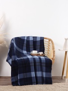 Плед флисовый «Экономь и Я. Клетка», 150×180 см, флис 160 г/м², синий - Фото 1