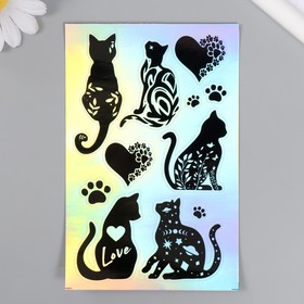 Голографические наклейки (стикеры) 'Коты' 10х15 см, 5-201