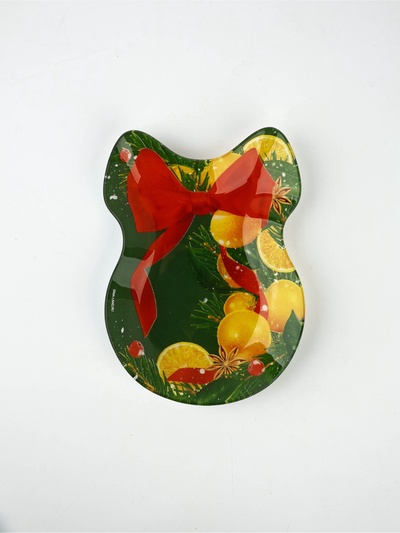 Тарелка плоская новогодняя «Апельсины», 13.5×18 см