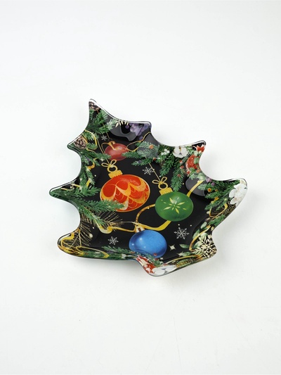Тарелка плоская новогодняя «Новогодние игрушки», 16.5×19.5 см