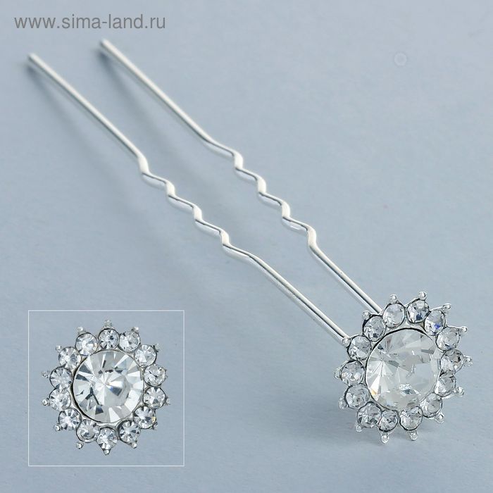 шпилька для волос "Кристалл" цветок - Фото 1