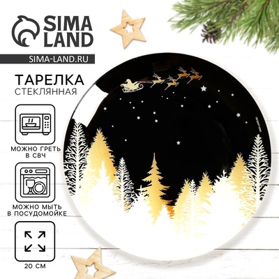 Тарелка плоская новогодняя «Новогодняя ночь», d=20 см