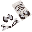 набор для волос (1 зажим,2 неведимки) сердечки бело черный - Фото 1