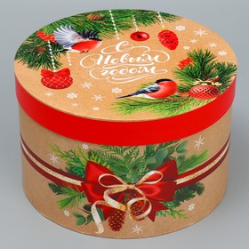 Коробка подарочная круглая «Новогодняя ботаника», 14.5 × 22.6 см