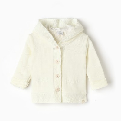 Джемпер вязаный с капюшоном Крошка Я, рост 92-98 см, молочный