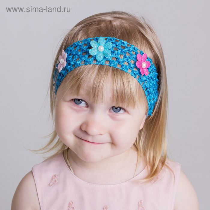 повязка для волос "Детство" ромашка с бусинкой - Фото 1