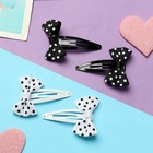 Заколки для волос Выбражулька «Бантики», набор 8 шт., горох, чёрно-белые - Фото 2