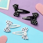 Заколки для волос Выбражулька «Бантики», набор 8 шт., горох, чёрно-белые - Фото 1