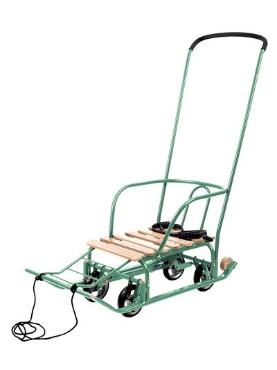 Санки детские с колёсами «Тимка 5 универсал», с ручкой, цвет оливковый