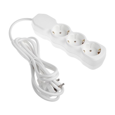 Удлинитель Luazon Lighting ECO, 3 розетки, 2.7 м, 16 А, 3500 Вт, ПВС 3×1 мм2, с заземлением