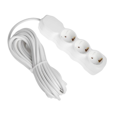 Удлинитель Luazon Lighting ECO, 3 розетки, 7 м, 16 А, 3500 Вт, ПВС 3×1 мм2, с заземлением