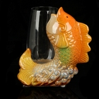 Вазон керамика "Золотая рыбка с вазоном" 18,5х18х17 см - Фото 1
