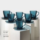Чайный стеклянный набор «Идиллия», 12 предметов: кружка 265 мл, 6 шт, блюдце d=13 см, 6 шт, цвет лондон топаз - фото 11555714