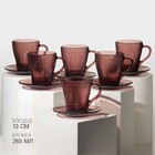 Чайный стеклянный набор «Идиллия», 12 предметов: кружка 265 мл, 6 шт, блюдце d=13 см, 6 шт, цвет лилак - фото 11611386