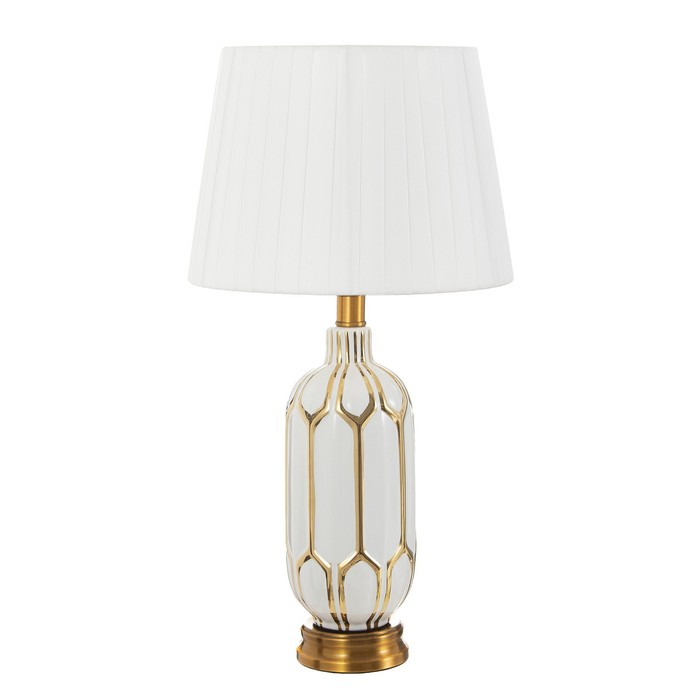 Настольная лампа "Армандо" Е27 40Вт бело-золотой 28х28х55 см RISALUX - фото 1907873845