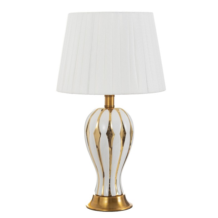 Настольная лампа "Лоренза" Е27 40Вт бело-золотой 28х28х51 см RISALUX - фото 1926847480