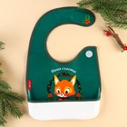 Нагрудник для кормления новогодний «Наше счастье, красная клетка», непромокаемый на липучке, с карманом, зеленый - Фото 5