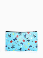 Косметичка-пенал на молнии, плоская, с рисунком, голубая - Фото 2