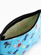 Косметичка-пенал на молнии, плоская, с рисунком, голубая - Фото 3