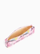 Косметичка-пенал на молнии, с нежным рисунком, розовая - Фото 2