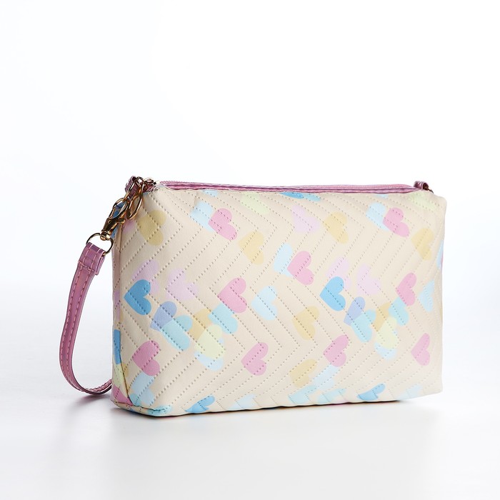 Сумка для девочки «Сердечки», на молнии, жёлтая - Фото 1