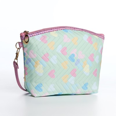 Сумка детская «Сердца» для девочки, на молнии, зелёная