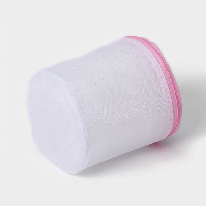 Мешок для стирки белья с диском Доляна, 15×15×19 см, мелкая сетка, цвет белый - фото 1902034308
