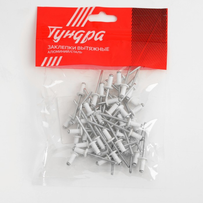 Заклёпки вытяжные ТУНДРА krep, алюминий-сталь, 4 х 10 мм, цвет белый 50 шт.