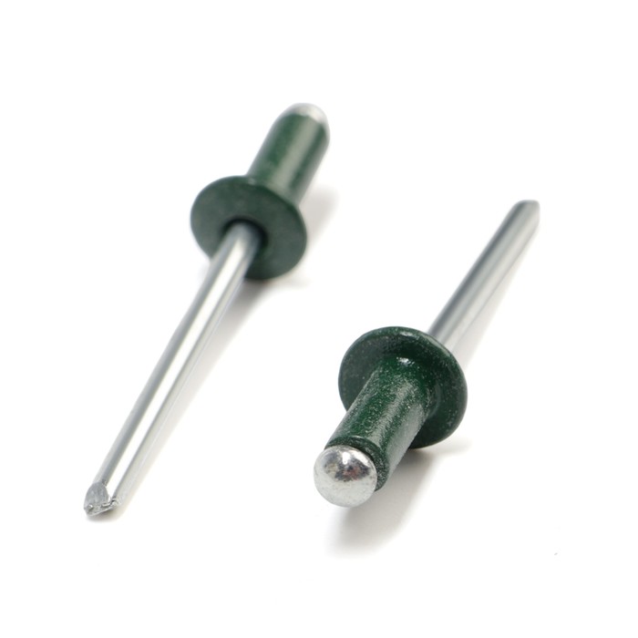 Заклёпки вытяжные ТУНДРА krep, алюминий-сталь, 4 х 10 мм, цвет темно-зеленый 50 шт.