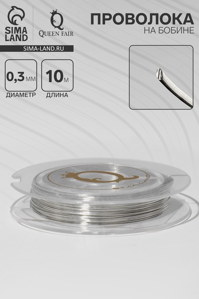 Проволока на бобине, d=0.3 мм, L=10 м, цвет серебро