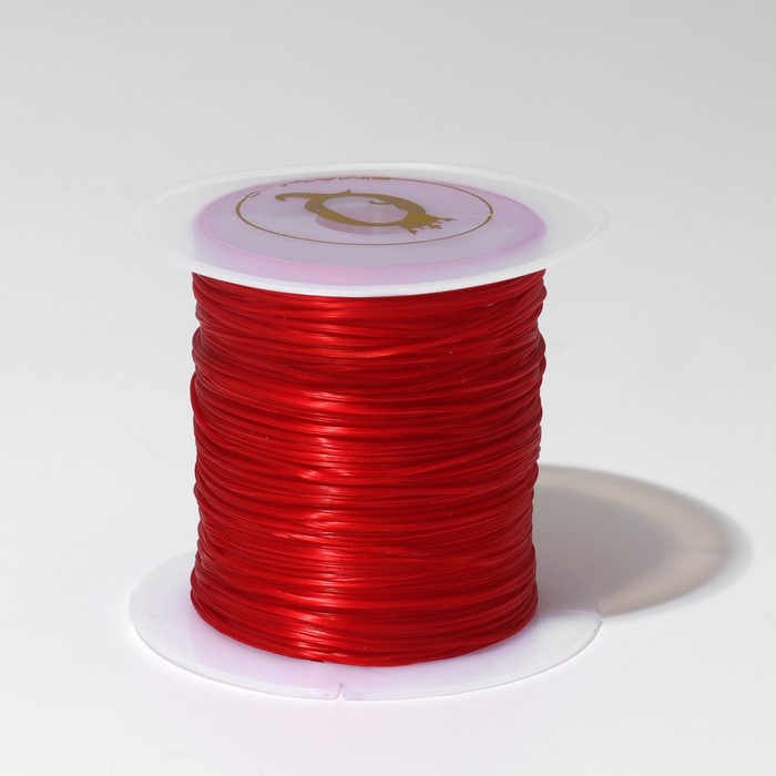 Нить силиконовая (резинка) d=0,5 мм, L=10 м (прочность 2250 денье), цвет красный - Фото 1