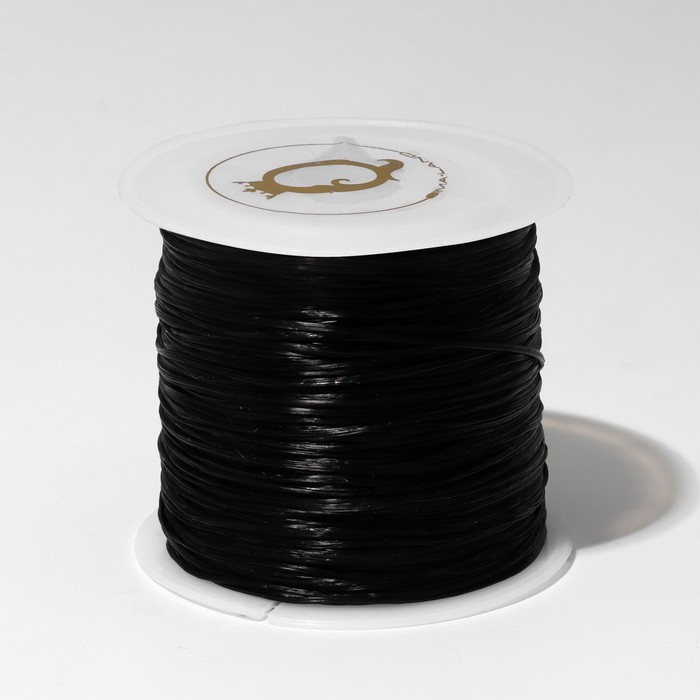 Нить силиконовая (резинка) d=0,5 мм, L=50 м (прочность 2250 денье), цвет чёрный - Фото 1