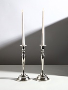 Металлический подсвечник на 1 свечу «Плавность», набор 2 шт., серебро, 24×10×10 см - Фото 1